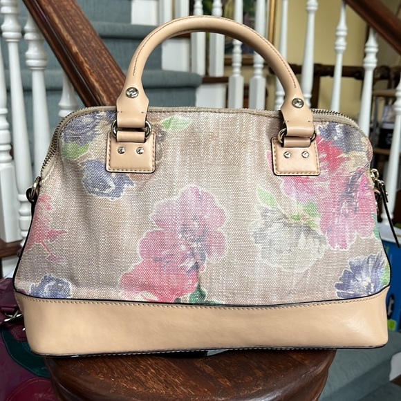 Kate Spade  Satchel  crossbody bag Pastel watercolor floral Canvas/leather trim - Picture 5 of 13